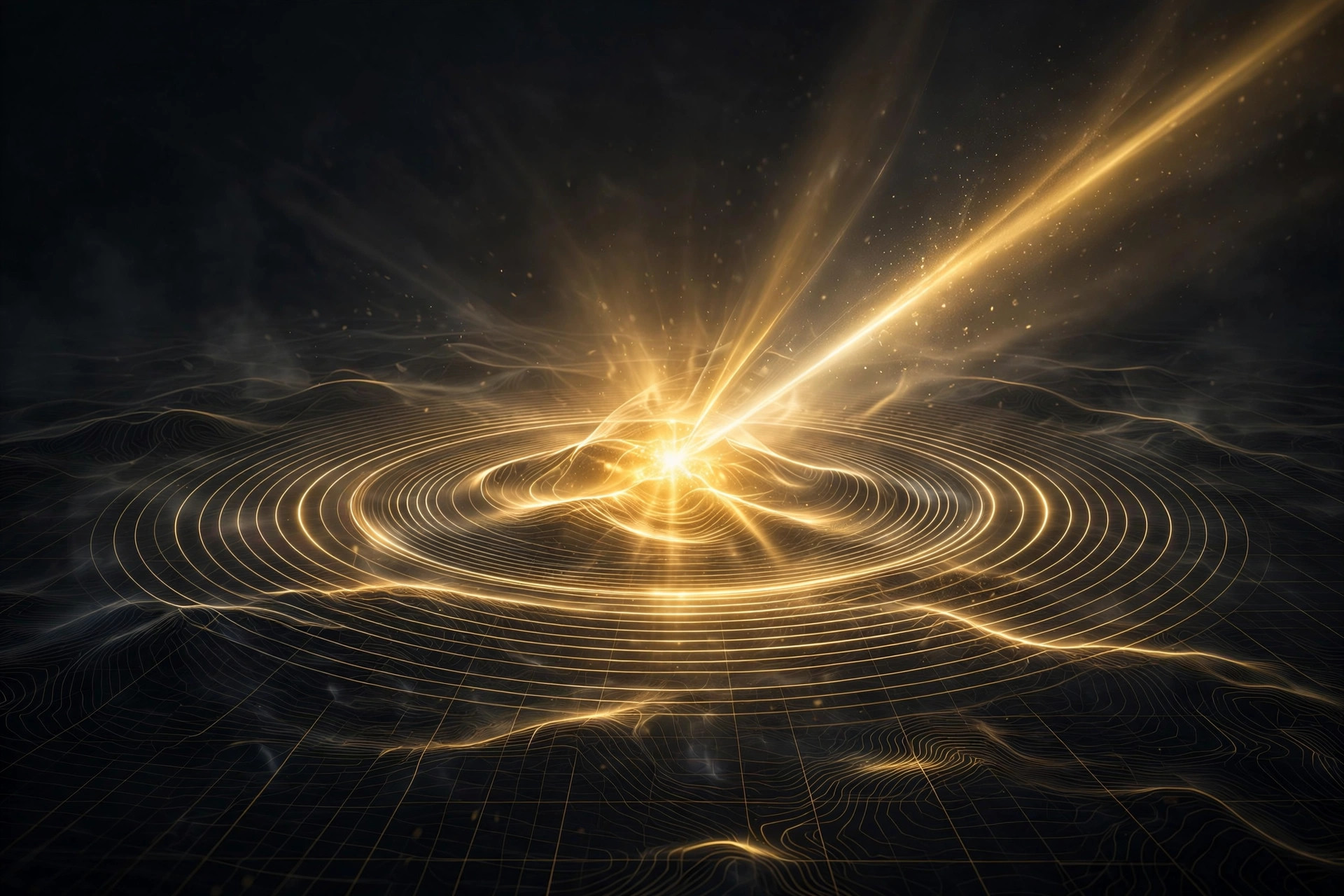 Golden beacon of light radiating through darkness — Web Ventures search visibility